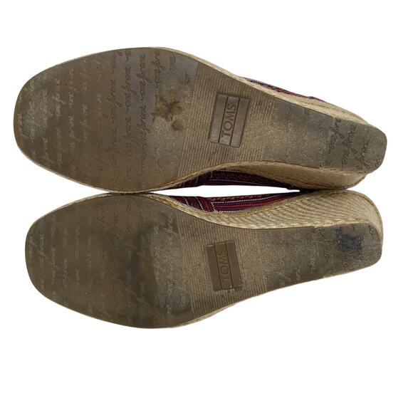 Toms Lina Aztec Print Peep Toe Espradille Wedges Women’s Size 6.5 - Picture 9 of 9